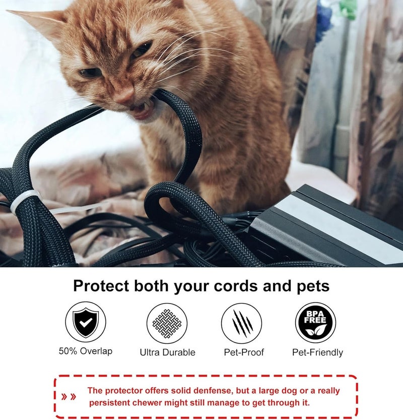 Secbolt Cord Protectors from Pets No Chew, 10ft - 1 inch Ultra Durable Cord Covers for Pets, Bite-Resistant Cable and Wire Protector for Cats, Dogs, Rabbits - Black - Image 3